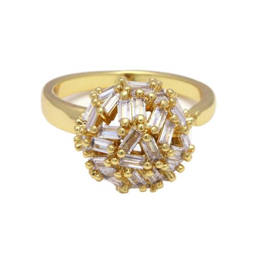 Cubi Circonia Micro Pave anello in ottone, placcato color oro, per la donna & con zirconi cubici, 21x12mm, Venduto da PC