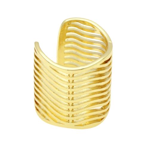 Brass Finger Ring gold color plated adjustable & for woman & hollow Sold By PC