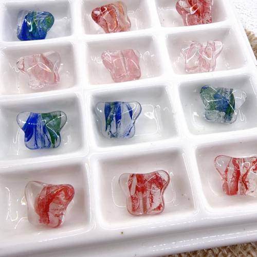 Perline in vetro alla moda, Farfalla, DIY, nessuno, 14x11mm, Foro:Appross. 1mm, 100PC/borsa, Venduto da borsa