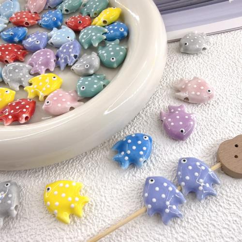 Printing Porcelain Beads Fish DIY Approx 2.5mm Sold By Bag