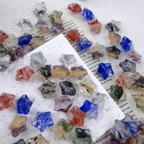 زهرة الداخلية Lampwork الخرز, امبورك, نجمة, ديي, المزيد من الألوان للاختيار, 15mm, حفرة:تقريبا 1mm, 100أجهزة الكمبيوتر/حقيبة, تباع بواسطة حقيبة