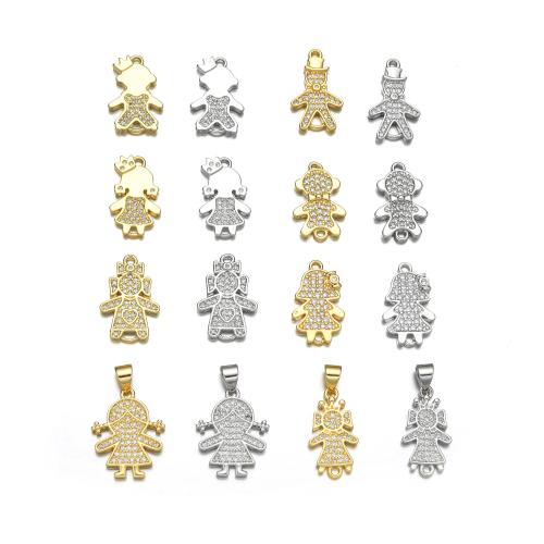 Cubic Zirconia Micro Pave Brass Pendant Character plated DIY & micro pave cubic zirconia Sold By PC