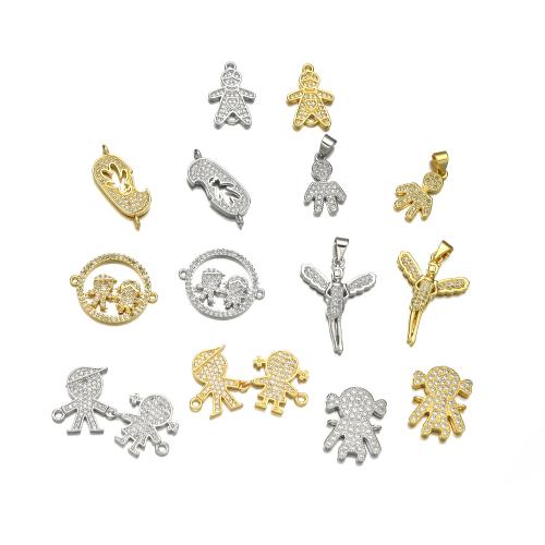 Cubic Zirconia Micro Pave Brass Pendant Character plated DIY & micro pave cubic zirconia Sold By PC