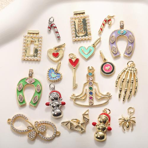 Cilindrata Zircone micro pavimenta il pendente di ottone, placcato, DIY & stili diversi per la scelta & Micro spianare cubic zirconia & smalto, Venduto da PC