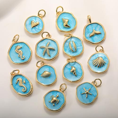 Brass Jewelry Pendants real gold plated DIY & enamel Sold By PC