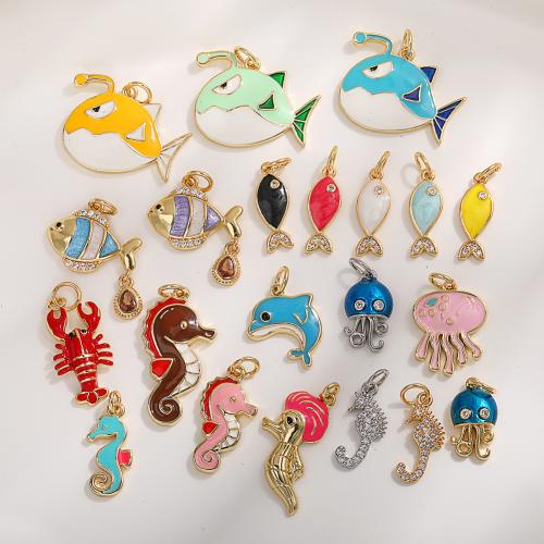 Monili d'ottone Ciondoli, ottone, placcato, ocean progettazione & DIY & stili diversi per la scelta & Micro spianare cubic zirconia & smalto, Venduto da PC