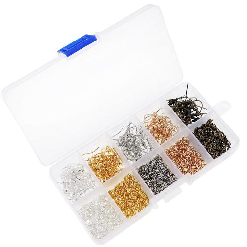 DIY Jewelry Supplies Iron with Plastic Box plated 10 cells mixed colors nickel lead & cadmium free Sold By Box