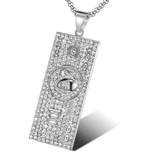 Stainless Steel Pendants plated fashion jewelry & for man & with rhinestone Sold By PC