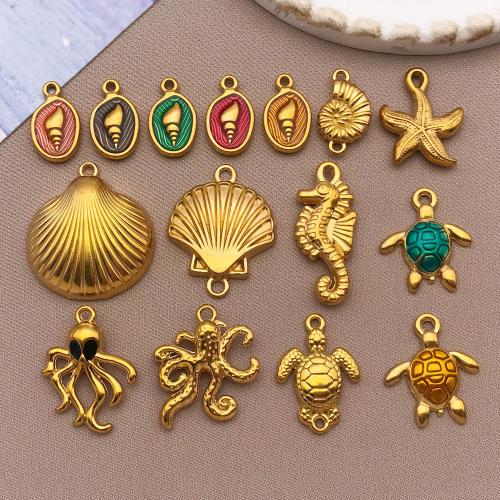 Stainless Steel Animal Pendants 304 Stainless Steel gold color plated ocean design & DIY & enamel Sold By Bag