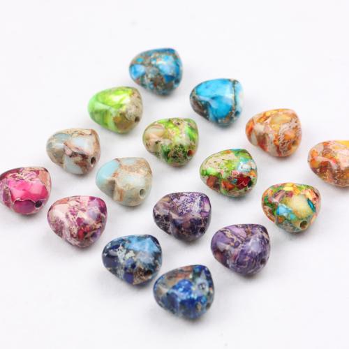 Impression Jasper Bead, Heart, poleret, du kan DIY, flere farver til valg, 15mm, Solgt af PC