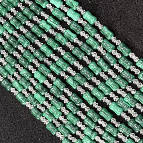Perline malachite, Bambù, lucido, DIY, 6x10mm, Venduto per Appross. 38 cm filo