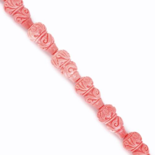 Resin Jewelry Beads Calabash Carved DIY pink Sold Per Approx 38 cm Strand