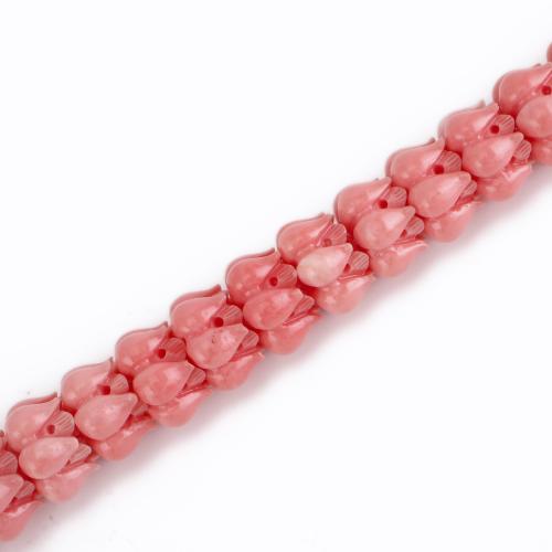 Resin Jewelry Beads Lotus DIY pink Sold Per Approx 40 cm Strand