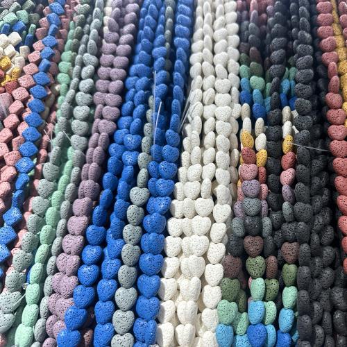Natural Lava Beads Heart DIY Length Approx 38 cm Sold By PC