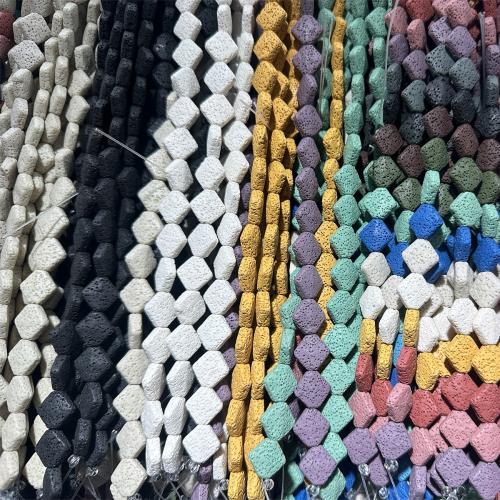 Natural Lava Beads Geometrical Pattern DIY Sold Per Approx 38 cm Strand