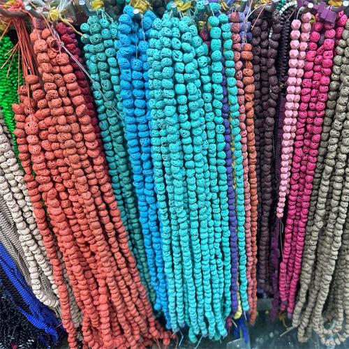 Přírodní Lávové korálky, Láva, Nuggets, DIY, více barev na výběr, 8x9mm, Délka Cca 38 cm, Prodáno By PC