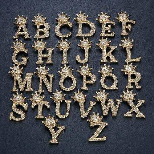 Stainless Steel Vedhæng Letter, 316 Stainless Steel, forgyldt, bogstaverne er fra A til Z & du kan DIY & Unisex & med rhinestone, flere farver til valg, 20x34mm, Solgt af PC