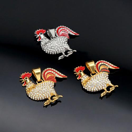 titanium Vedhæng, Titanium Stål, forgyldt, du kan DIY & Unisex & forskellige stilarter for valg & epoxy sticker & med rhinestone, flere farver til valg, 43x40mm, Solgt af PC