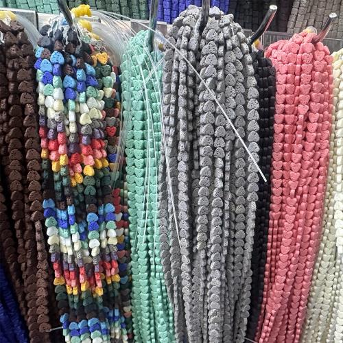 Natural Lava Beads Heart DIY Sold Per Approx 38 cm Strand