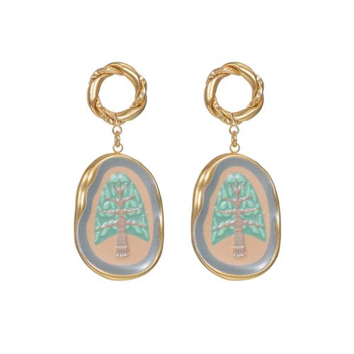 Stainless Steel Drop Earring gold color plated for woman Sold By Pair