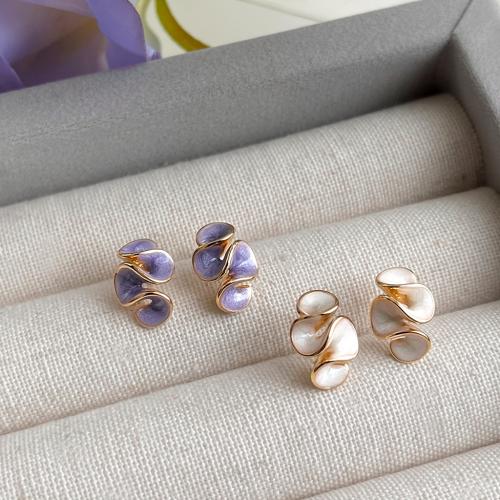 Brass Stud Earring 14K gold plated for woman & enamel Sold By Pair