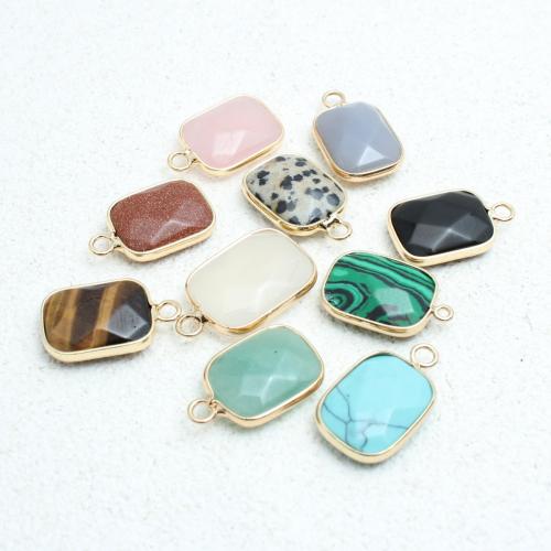 Bijoux Pendentifs en pierres gemmes, pierre gemme, avec alliage de zinc, rectangle, Placage de couleur d'or, DIY & différents matériaux pour le choix, 14x21mm, Vendu par PC