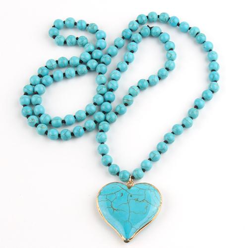 Turquoise Necklace Heart folk style & Unisex Sold Per Approx 86-88 cm Strand