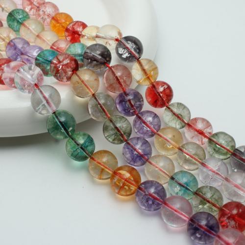Round Crystal Beads polished DIY & crackle 14mm Approx Sold By Strand