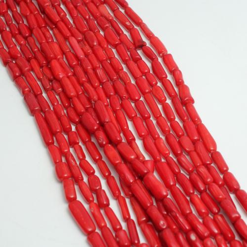 Synthetische Korallen Perlen, gefärbt & DIY, rot, beads size 8-10mm, verkauft per ca. 38 cm Strang