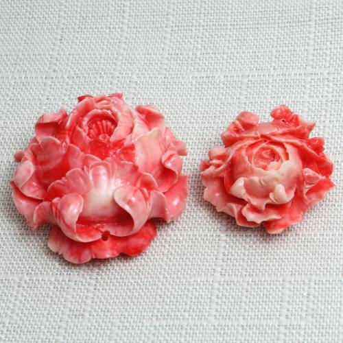 Harpiks smykker Perler, Resin, Flower, Carved, du kan DIY & forskellig størrelse for valg, rød, Solgt af PC