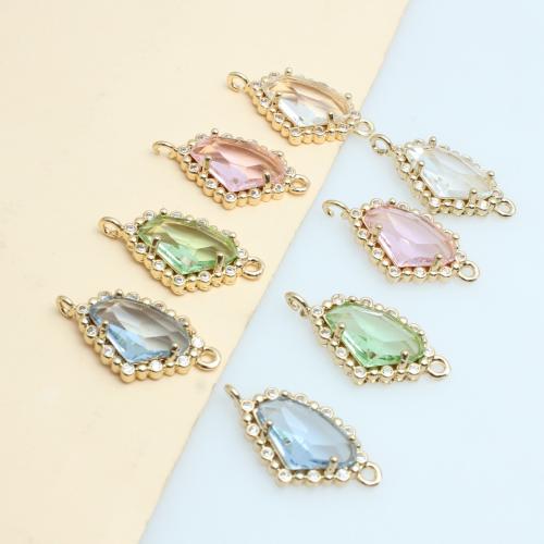 Crystal Hangers, Zinc Alloy, met Kristal, Geometrisch Patroon, gold plated, DIY, meer kleuren voor de keuze, 13x24mm, Verkocht door PC