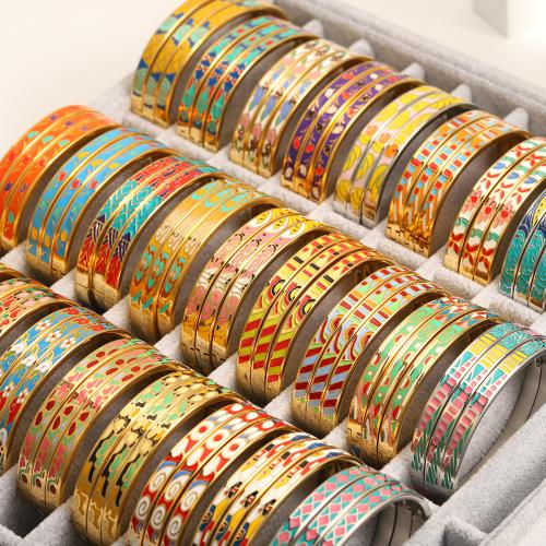 Bracelet en acier inoxydable, Placage, modèles différents pour le choix & pour femme & émail, plus de couleurs à choisir, 6mm, Diamètre intérieur:Environ 60mm, Vendu par PC