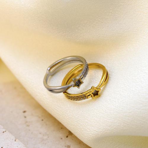 Titanium Steel Finger Ring plated & for woman & with rhinestone 4mm Sold By PC