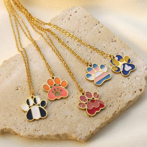 Stainless Steel Jewelry Necklace with 5cm extender chain Claw gold color plated adjustable & oval chain & for woman & enamel 1mm Sold Per Approx 40 cm Strand