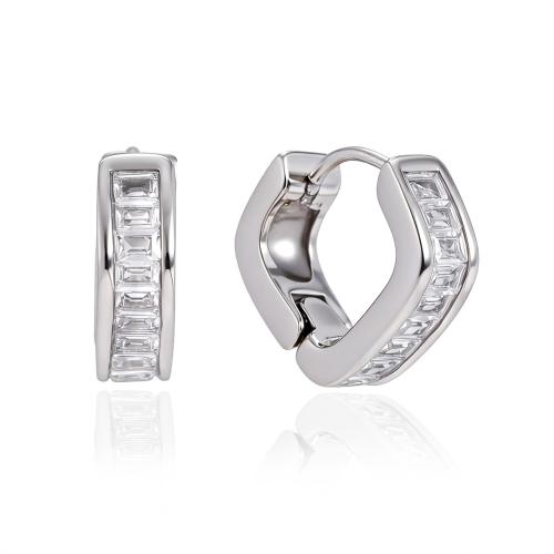 Huggie fonsa Earring, Cruach dhosmálta, do bhean & le rhinestone, dath bunaidh, 5x15.60mm, Díolta De réir Péire