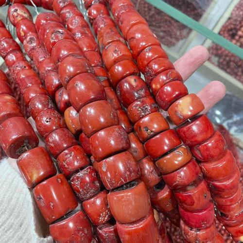 Natürliche Korallen Perlen, DIY, rote Orange, beads size 12-16mm, verkauft per ca. 38 cm Strang