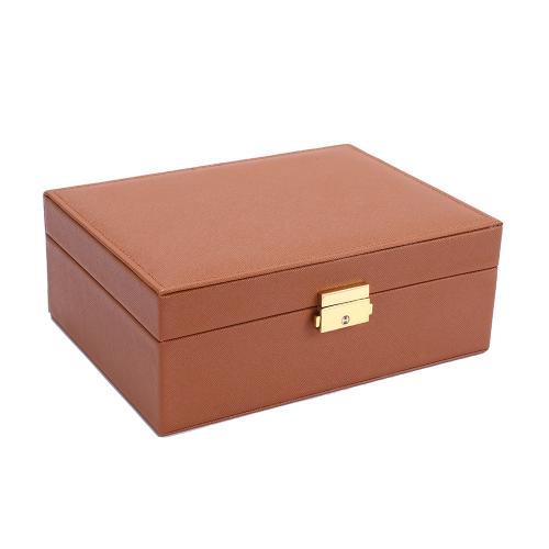 PU Leather Multifunctional Jewelry Box with Velveteen Rectangle Double Layer & dustproof Sold By PC