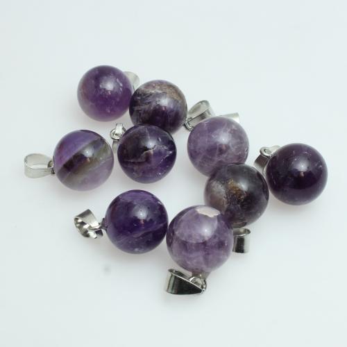 Természetes Quartz Medálok, Ametiszt, -val Cink ötvözet, Kerek, DIY, 15x25mm, Által értékesített PC