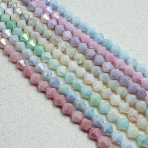 Fashion Glasperler, Glas, Rhombus, forgyldt, du kan DIY & facetteret, flere farver til valg, 8x8mm, Solgt Per Ca. 38 cm Strand