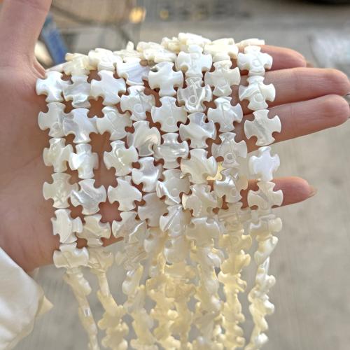 Naturlig Freshwater Shell Perler, Kryds, du kan DIY, 14mm, Solgt Per Ca. 38 cm Strand