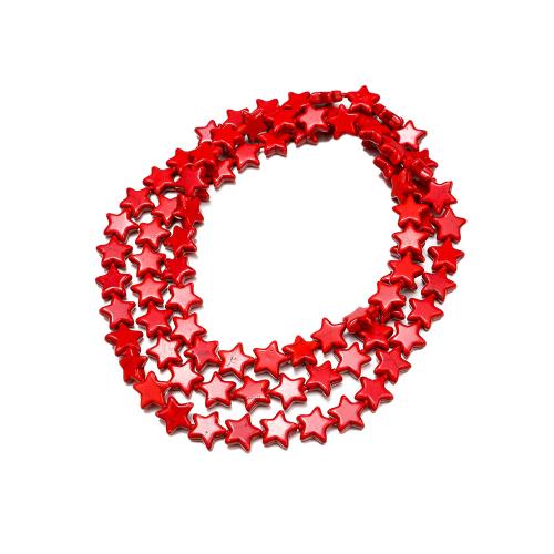 Syntetisk Turkis Halskæde, Stjerne, folk stil & Unisex & emalje, rød, 15mm, Længde Ca. 1.2 m, Solgt af PC