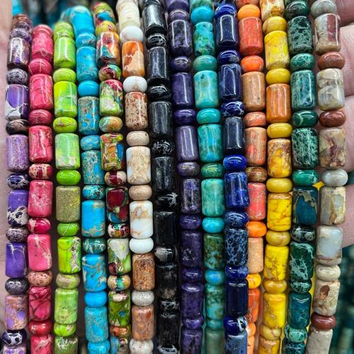 Impression Jasper Bead, DIY, dathanna níos mó le haghaidh rogha, Cylinder beads size 6x10mm, Abacus beads size 4x6mm, Díolta Per Thart 38 cm Snáithe