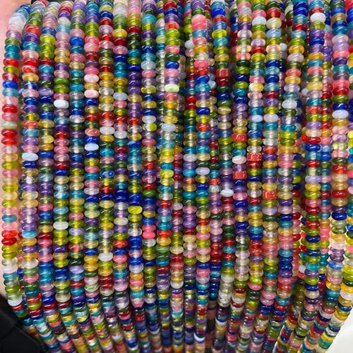 Agate Bead, Abacus, du kan DIY, flerfarvede, 2x4mm, Ca. 170pc'er/Strand, Solgt af Strand