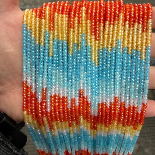 Cubic Zirconia Bead, Abacus, gradient farve & du kan DIY & facetteret, flere farver til valg, 2x3mm, Solgt Per Ca. 40 cm Strand