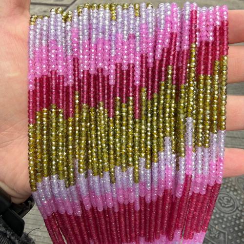 Cubic Zirconia Bead, gradient farve & du kan DIY & facetteret, flere farver til valg, 2x3mm, Solgt Per Ca. 37 cm Strand