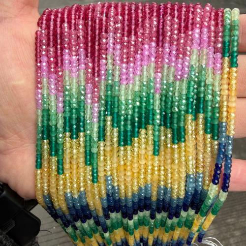 Cubic Zirconia Bead, Abacus, gradient farve & du kan DIY & facetteret, flere farver til valg, 2x3mm, Solgt Per Ca. 40 cm Strand