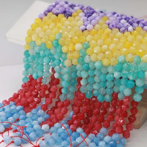 Natural Chalcedony Bead Geometrical Pattern polished Star Cut Faceted & DIY Grade A 8mm Approx Sold By Strand