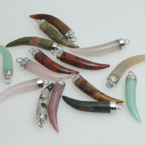 Pingentes em  jóias, misto de pedras semi-preciosas, Chifre, DIY & materiais diferentes para a escolha, 6x36mm, vendido por PC