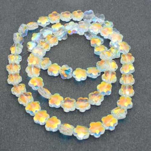 Kristal kralen, Bloem, plated, DIY, Crystal AB, 10x10mm, Ca 70pC's/Strand, Verkocht door Strand