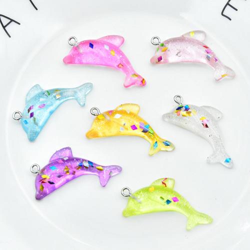 Pingente de resina, Golfinho, DIY, Mais cores pare escolha, 36x20mm, vendido por PC